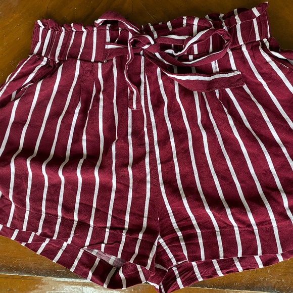 Striped Maroon Shorts - Picture 1 of 3